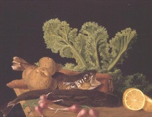 Still Life of Vegetables and Fish by English School