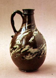 Stoneware bottle with marbled decoration by J.Dwight, Fulham Pottery, late 17th century