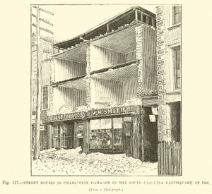 Street Houses in Charleston Damaged in the South Carolina Earthquake of 1886 by English School