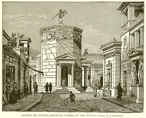 Street in Athens, Showing Tower of the Winds by English School