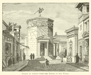 Street in Athens with the Tower of the Winds by English School