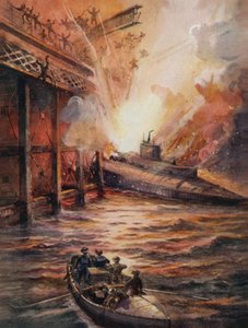 Submarine C3, Filled with High Explosives, Charging the Mole at Zeebrugge by English School