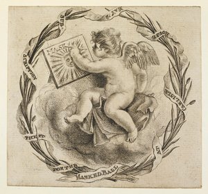 Subscription ticket for the masked ball at Carlisle House, May 22. A winged cherub by English School