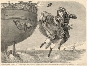 Suicide of two lovers by leaping over the taffrail of the American passenger ship Bloomenthorpe by English School
