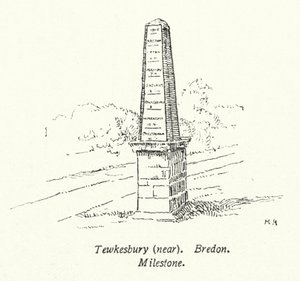 Tewkesbury, Near Bredon, Milestone by English School