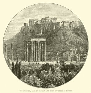 The Acropolis, Gate of Hadrian, and Ruins of Temple of Jupiter by English School