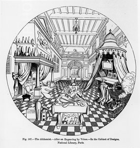 The Alchemist, After an Engraving by Vriese, Illustration from Science and Literature in the Middle Ages and the Renaissance, Written and Engraved by Paul Lacroix, 1878 by English School