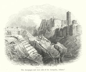 The Areopagus and west side of the Acropolis, Athens by English School