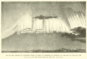 The Aurora or Northern Light, as seen at Bossokop in Finmark, on the 19 January 1839, at 7:40 pm, on the south side of the sky by English School