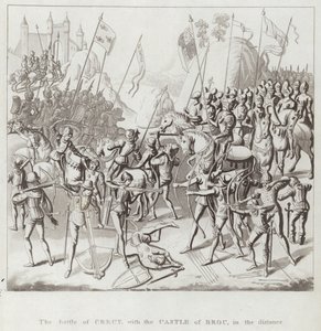 The Battle of Crecy with the Castle of Broc in the Distance by English School