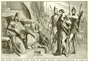 The Blind Zedekiah, Last King of Judah, before Nebuchadnezzar of Babylon by English School
