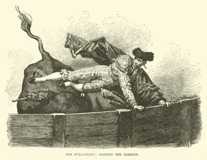 The Bull-fight, leaping the barrier by English School
