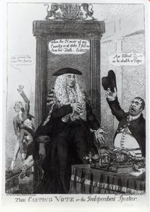 The Casting Vote, or the Independent Speaker, satirical cartoon showing then Prime Minister, Henry Addington by English School