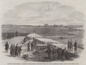 The Civil War in America, a Portion of the Abandoned Confederate Works and Camp at Centreville by English School