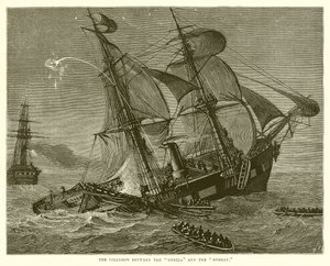 The Collision between the Oneida and the Bombay by English School