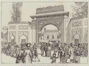 The Colonial and Indian Exhibition, the Gwalior Gateway, Entrance to the Courtyard of the Indian Palace (engraving) by English School