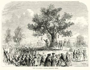 The Colonists under Liberty Tree by English School