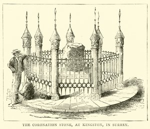 The Coronation Stone, at Kingston, in Surrey by English School