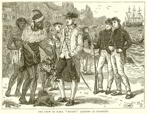 The Crew of H.M.S. Bounty Landing at Otaheite by English School