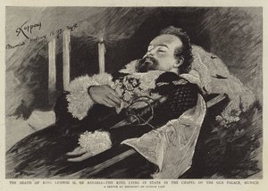 The Death of King Ludwig II of Bavaria, the King Lying in State in the Chapel of the Old Palace, Munich by English School