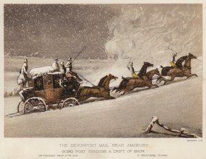 The Devonport Mail, Near Amsbury, Going Post Through a Drift of Snow by English School
