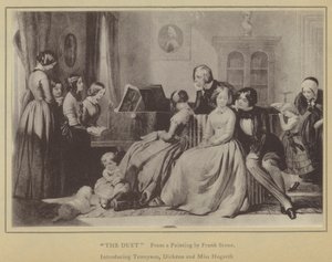 The Duet, from a Painting by Frank Stone, Introducing Tennyson, Dickens and Miss Hogarth by English School