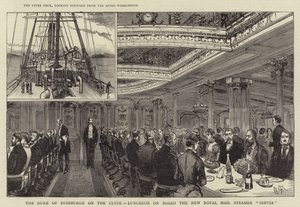 The Duke of Edinburgh on the Clyde, Luncheon on Board the New Royal Mail Steamer "Servia" by English School