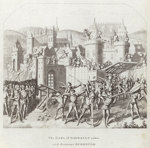 The Earl of Haynault Takes and Destroys Aubenton by English School