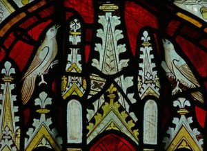 The East window depicting a canopy with birds by English School