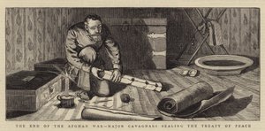The End of the Afghan War, Major Cavagnari sealing the Treaty of Peace by English School