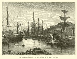 The Floating Harbour, and the Church of St. Mary Redcliffe by English School