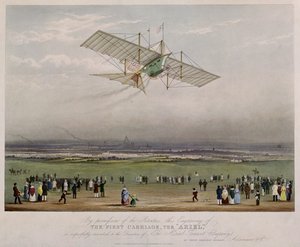 The Flying Machine, the Ariel, from designs prepared by W.S. Henson in 1842, published by Ackermann & Co., 1843