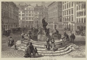 The Fountain of Raphael Donner in the Neumarkt, Vienna by English School