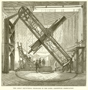 The Great Equatorial Telescope in the Dome, Greenwich Observatory by English School
