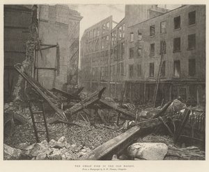 The Great Fire in the Old Bailey by English School