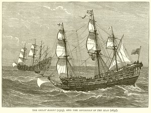 The Great Harry and the Sovereign of the Seas by English School