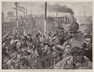 The Great Railway Strike in Chicago, United States Cavalry Dispersing a Mob by English School