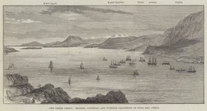 The Greek Crisis, British, Austrian, and Turkish Squadrons in Suda Bay, Crete by English School