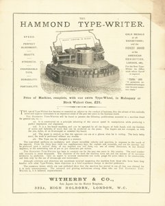 The Hammond Type-Writer from Wetherby & Co, High Holborn, London by English School