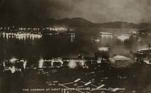 The Harbour at night looking towards Kowloon, Hong Kong, from an album of photographs relating to the service of Pte H. Chick, 1940 by English School