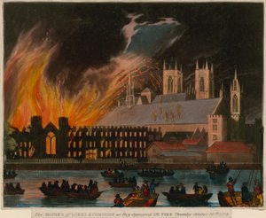 The Houses of Lords and Commons as They Appeared on Fire, 16 October 1834 by English School