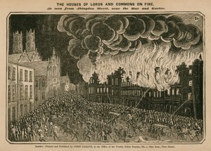 The Houses of Lords and Commons on Fire by English School