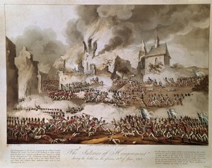 The Interior of Hougoumont during the Battle on the Glorious 18th June 1815, engraved by T. Sutherland, published 1816 by English School