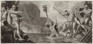 The Landing of Julius Caesar by English School