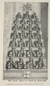 The Lord Mayor and Court Of Aldermen, frontispiece from De Launes Angliae Metropolis, 1681 by English School