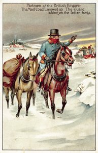 The Mail Coach Snowed Up, the Guard Taking on the Letter Bags by English School