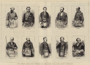 The Masonic Installation Ceremony at the Albert Hall, Some Leading Freemasons (engraving) by English School