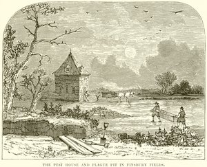 The Pest House and Plague Pit in Finsbury Fields by English School