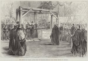 The Prince of Wales laying the Foundation-Stone of the Tower Bridge on Monday by English School