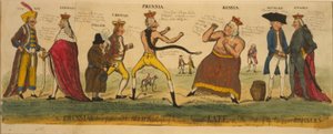 The Prussian prize-fighter and his allies attempting to tame imperial Kate, or, the state of the European bursiers, 1791 by English School